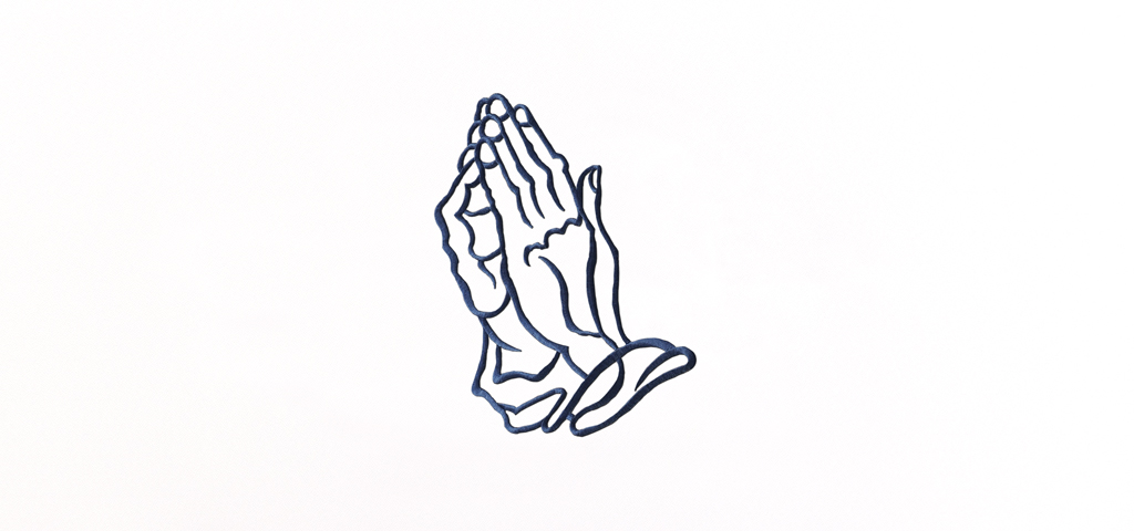 AP 516 BL Praying Hands Blue (White Faux)